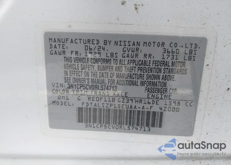 2024 Nissan Kicks Sv Xtronic Cvt from USA, damaged, VIN 3N1CP5CV0RL574713